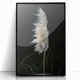 Framed acrylic print showcasing an elegant floral and botanical design with a black border, ideal for home decor and enhancing interior aesthetics.
