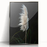 Framed acrylic artwork showcasing a vibrant floral and botanical design in silver, ideal for home decor, featuring intricate details and a modern aesthetic.