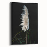 Framed canvas artwork showcasing an intricate floral and botanical design on a black background, viewed from the side. Ideal for home decor enthusiasts seeking unique wall art.