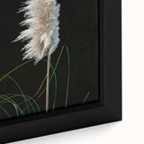 Close-up of a floral and botanical framed canvas artwork, showcasing vibrant colors and intricate detailing, perfect for home decor enhancement.