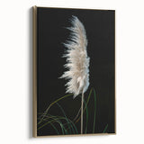 Framed canvas artwork showcasing a vibrant floral and botanical design in gold tones, elegantly displayed from the side to highlight its depth and craftsmanship.