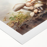 Vibrant rolled canvas art showcasing a floral and botanical design with mushrooms, perfect for home decor. Comes securely packaged in a protective cardboard tube.