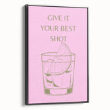 Black and white framed canvas featuring a vintage poster of landscape art paintings, ideal for bedroom wall decor.