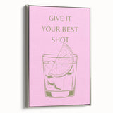 Landscape art painting of colorful vintage poster art on a framed canvas, ideal for dining room decor.