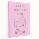 Large stretched canvas wall art featuring vibrant illustrations of various foods and drinks, ideal for kitchen decor.