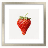 Textured art featuring abstract fruit designs in vibrant colors on a silver-framed mat, ideal for bedroom art.