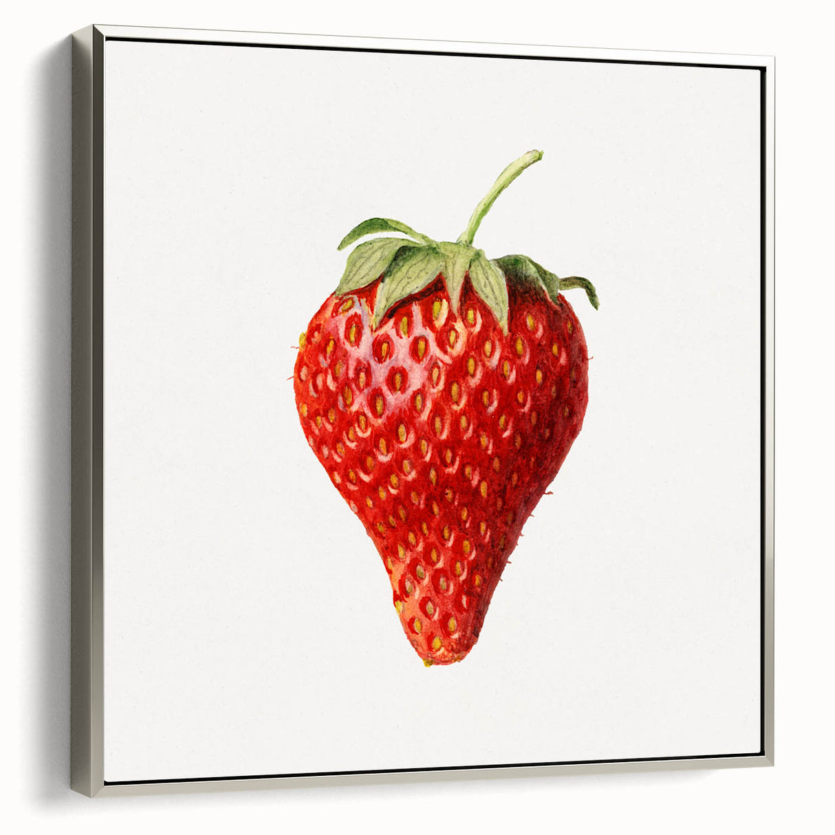 Framed canvas of vintage poster-style landscape art featuring colorful fruits on a black background, ideal for kitchen decor.
