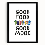 Extra large abstract art print with vibrant, colorful textures on a black framed canvas, ideal for living room decor.