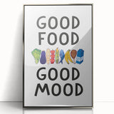 Mid-century modernist art depicting colorful abstract shapes on a framed acrylic, suitable for nursery wall art.