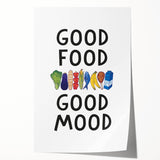 Rolled print of a floral art featuring large, colorful blooms on a light background, ideal for art wall dining room.