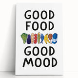 Black and white stretched canvas featuring a minimalist culinary-themed design, ideal for kitchen wall art.