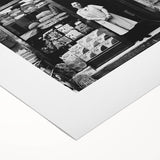 Art deco poster featuring a stylized group enjoying a meal, in muted earth tones on rolled canvas.