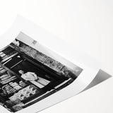 Extra large rolled print featuring line art flowers in black and white, ideal for large living room wall decor.