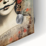 Elegant Sugar Skull Woman – Día de los Muertos Wall Art