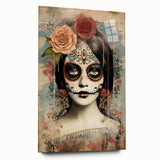 Elegant Sugar Skull Woman – Día de los Muertos Wall Art