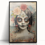 Elegant Sugar Skull Woman – Día de los Muertos Wall Art