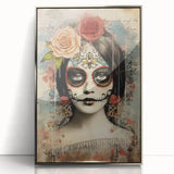 Elegant Sugar Skull Woman – Día de los Muertos Wall Art