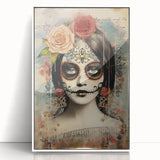Elegant Sugar Skull Woman – Día de los Muertos Wall Art