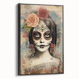 Elegant Sugar Skull Woman – Día de los Muertos Wall Art
