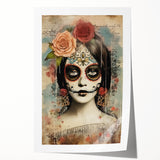 Elegant Sugar Skull Woman – Día de los Muertos Wall Art