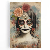 Elegant Sugar Skull Woman – Día de los Muertos Wall Art