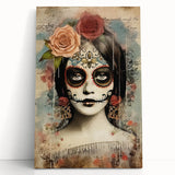 Elegant Sugar Skull Woman – Día de los Muertos Wall Art