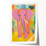 Kids Room Wall Art - Pink Elephant Nursery Wall Art Print