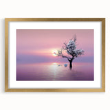 Gold landscape frame showcasing a beautiful artwork with a white mat, ideal for enhancing home decor. Perfect for displaying in living rooms or galleries.