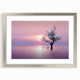 Silver landscape frame featuring a mat, showcasing an elegant front view that highlights its sleek design and modern aesthetic, ideal for home decor.