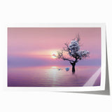 Rolled landscape print showcasing a vibrant abstract design, featuring bold colors and intricate patterns, carefully packaged in a protective cardboard tube for delivery.