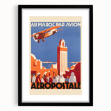 Retro Morocco Aviation Poster - Vintage Travel Art Print