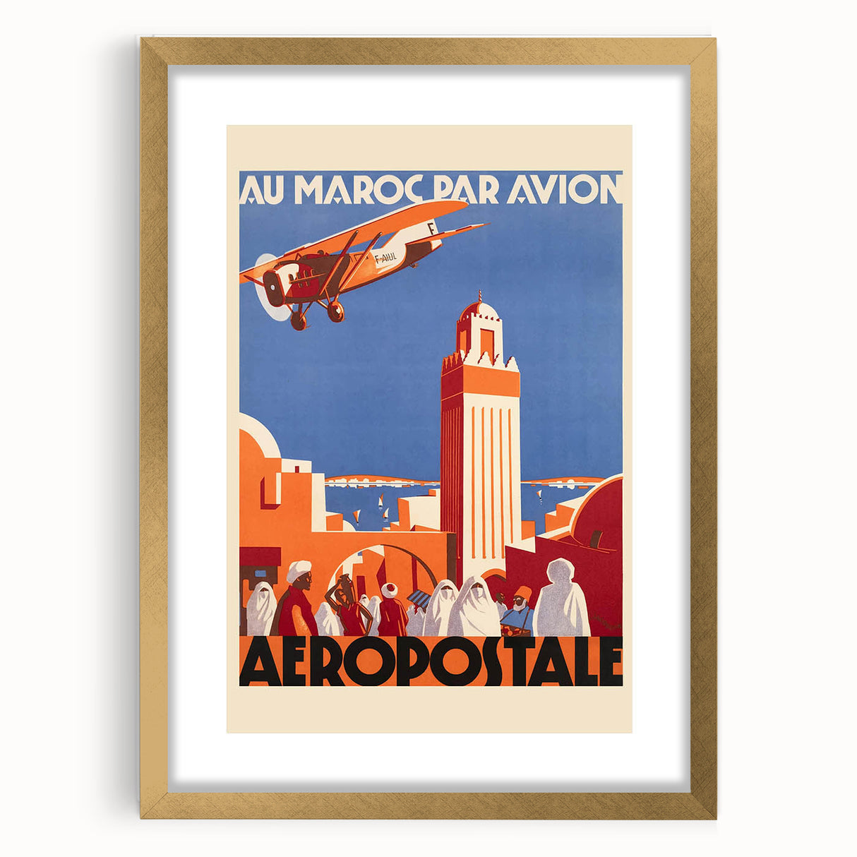 Retro Morocco Aviation Poster - Vintage Travel Art Print