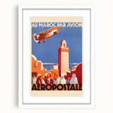Retro Morocco Aviation Poster - Vintage Travel Art Print