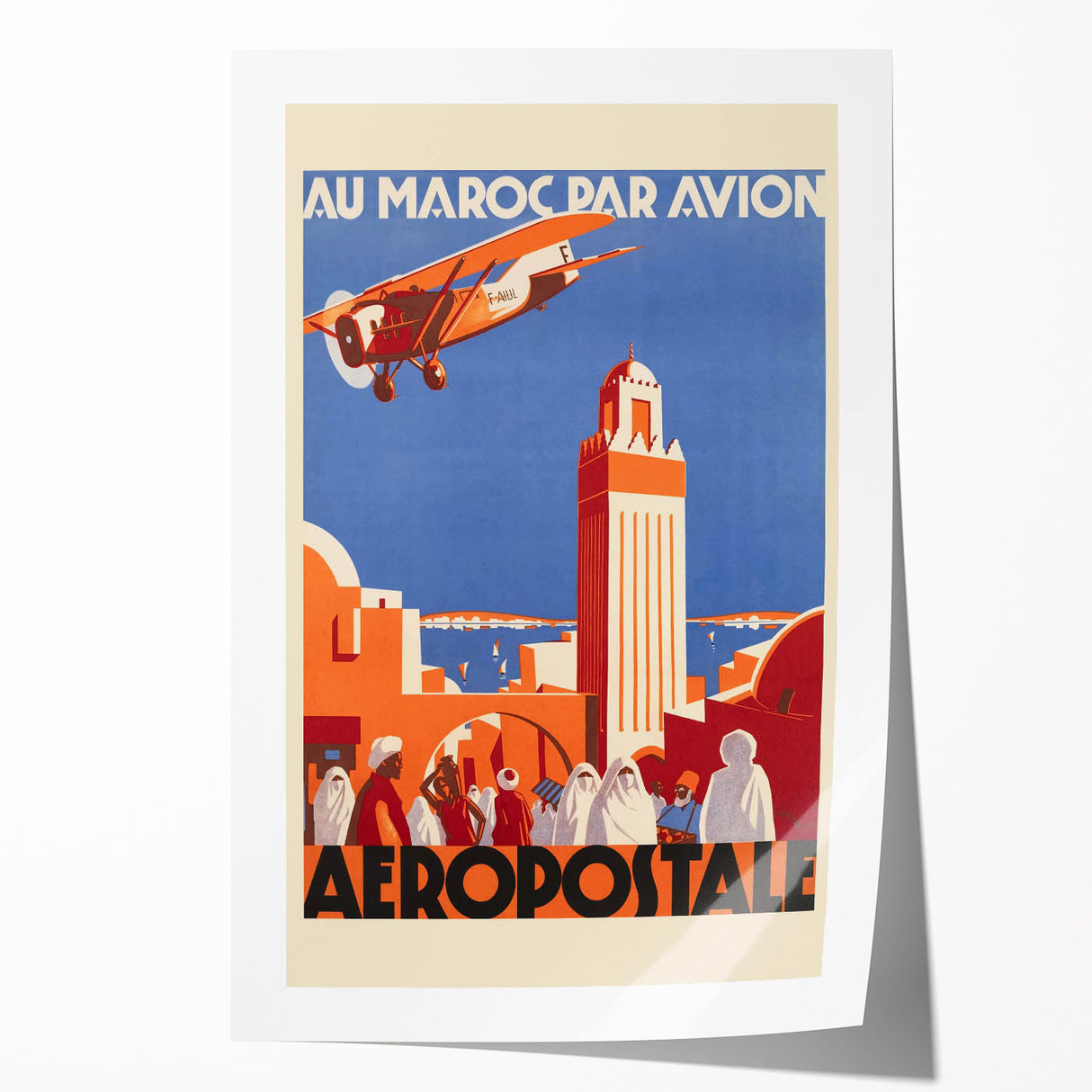 Retro Morocco Aviation Poster - Vintage Travel Art Print