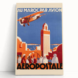 Retro Morocco Aviation Poster - Vintage Travel Art Print