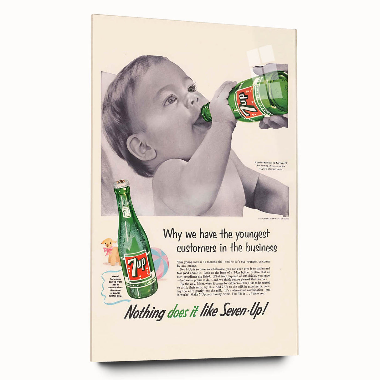Retro 7-Up Baby Ad – Vintage Print for Nostalgic Wall Art