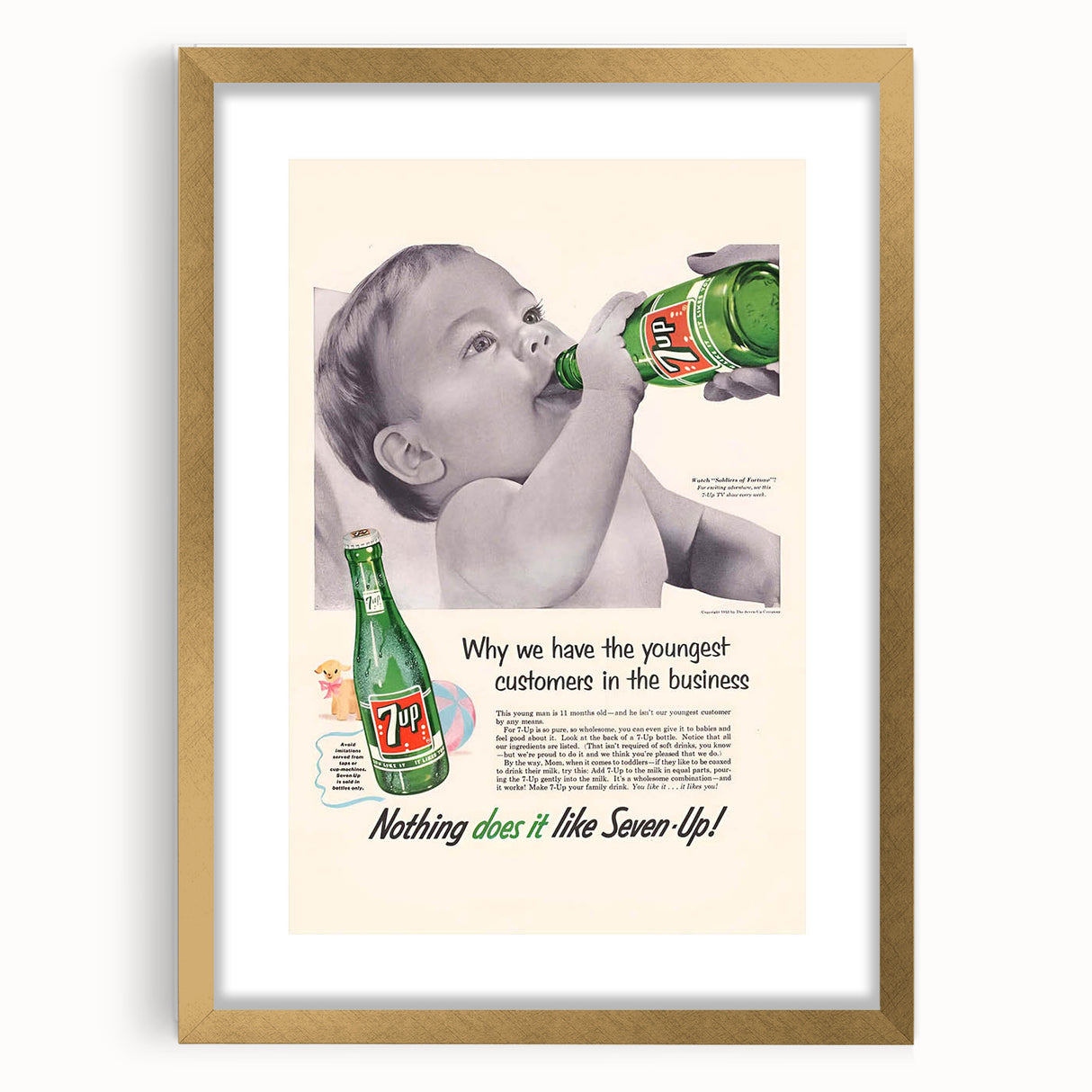 Retro 7-Up Baby Ad – Vintage Print for Nostalgic Wall Art