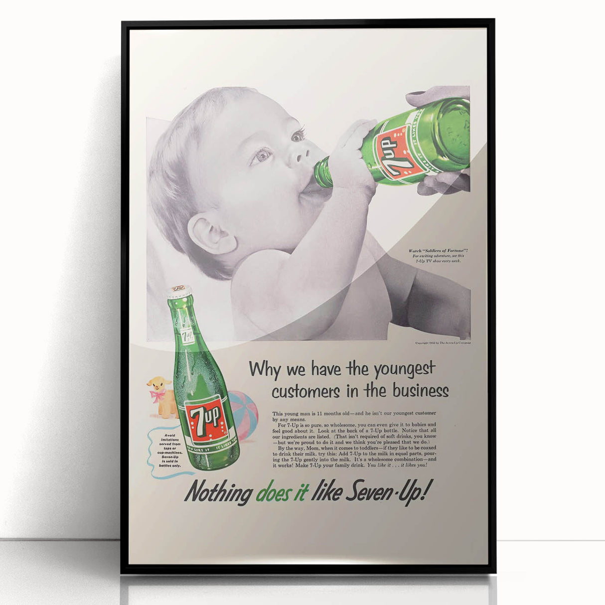Retro 7-Up Baby Ad – Vintage Print for Nostalgic Wall Art