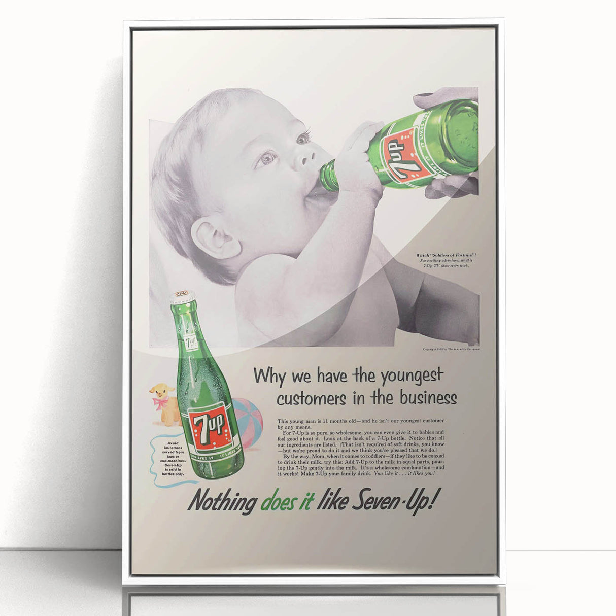 Retro 7-Up Baby Ad – Vintage Print for Nostalgic Wall Art