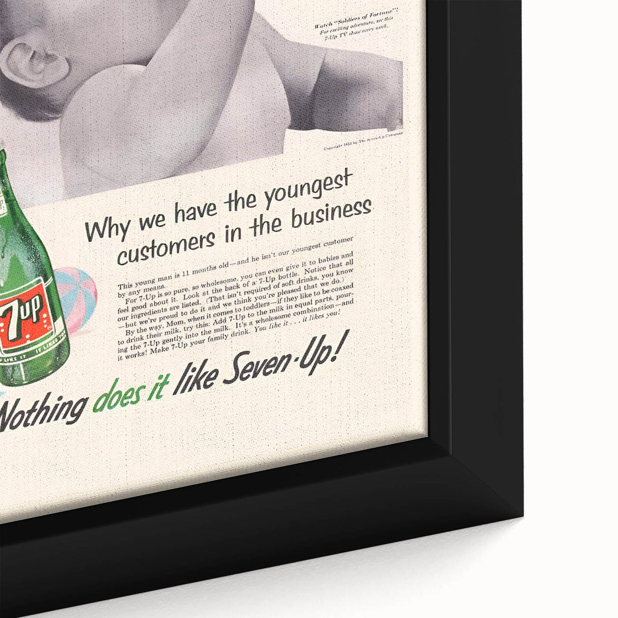 Retro 7-Up Baby Ad – Vintage Print for Nostalgic Wall Art