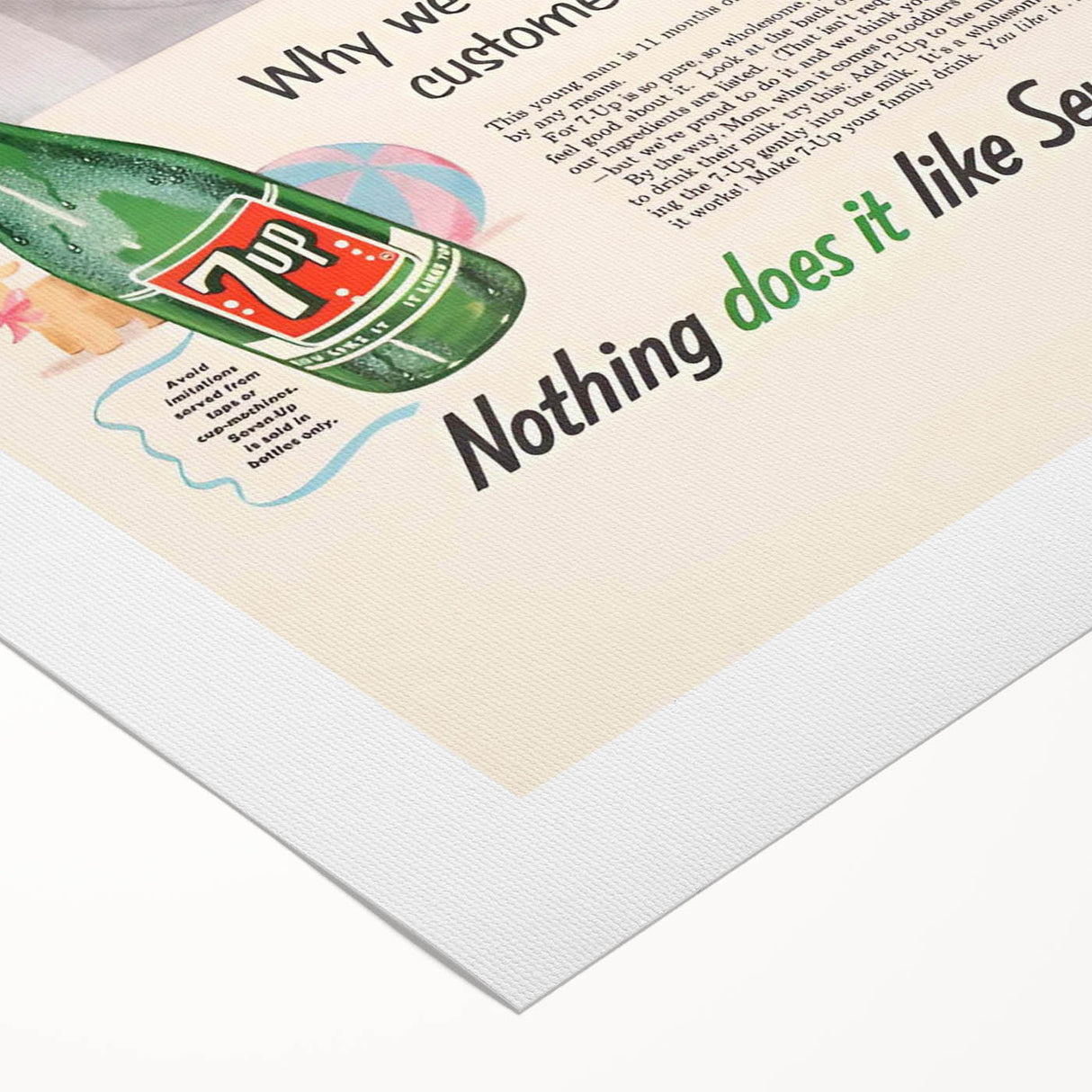 Retro 7-Up Baby Ad – Vintage Print for Nostalgic Wall Art