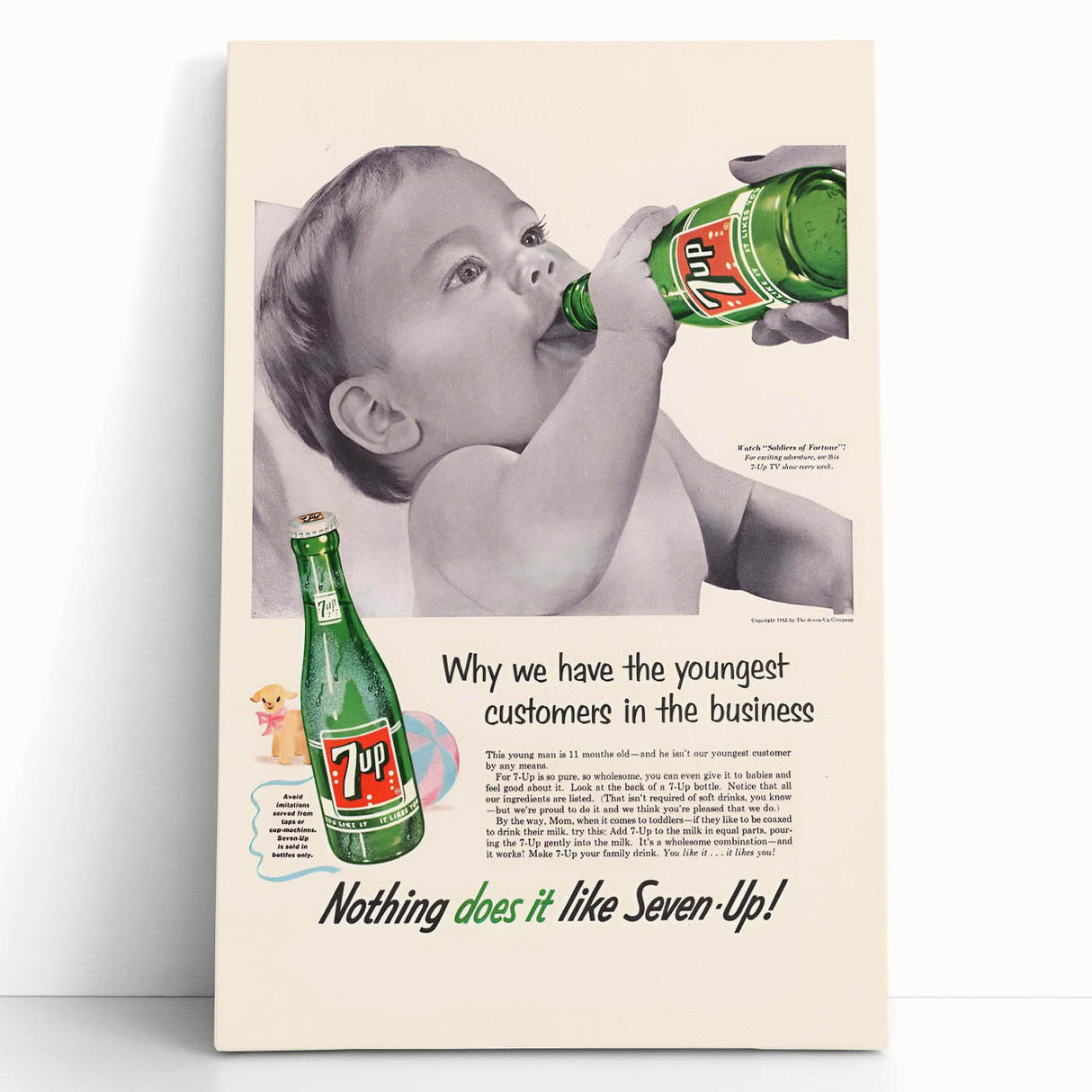 Retro 7-Up Baby Ad – Vintage Print for Nostalgic Wall Art