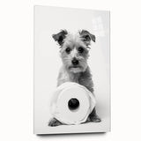 Bathroom Wall Art - Adorable Dog with Toilet Paper Roll