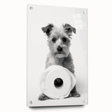 Bathroom Wall Art - Adorable Dog with Toilet Paper Roll