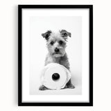 Bathroom Wall Art - Adorable Dog with Toilet Paper Roll