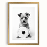 Bathroom Wall Art - Adorable Dog with Toilet Paper Roll