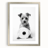 Bathroom Wall Art - Adorable Dog with Toilet Paper Roll