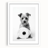 Bathroom Wall Art - Adorable Dog with Toilet Paper Roll