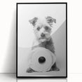 Bathroom Wall Art - Adorable Dog with Toilet Paper Roll