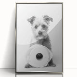 Bathroom Wall Art - Adorable Dog with Toilet Paper Roll